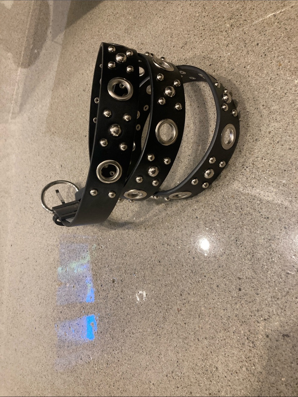 Studded Black Women's Belt with Silver Accents